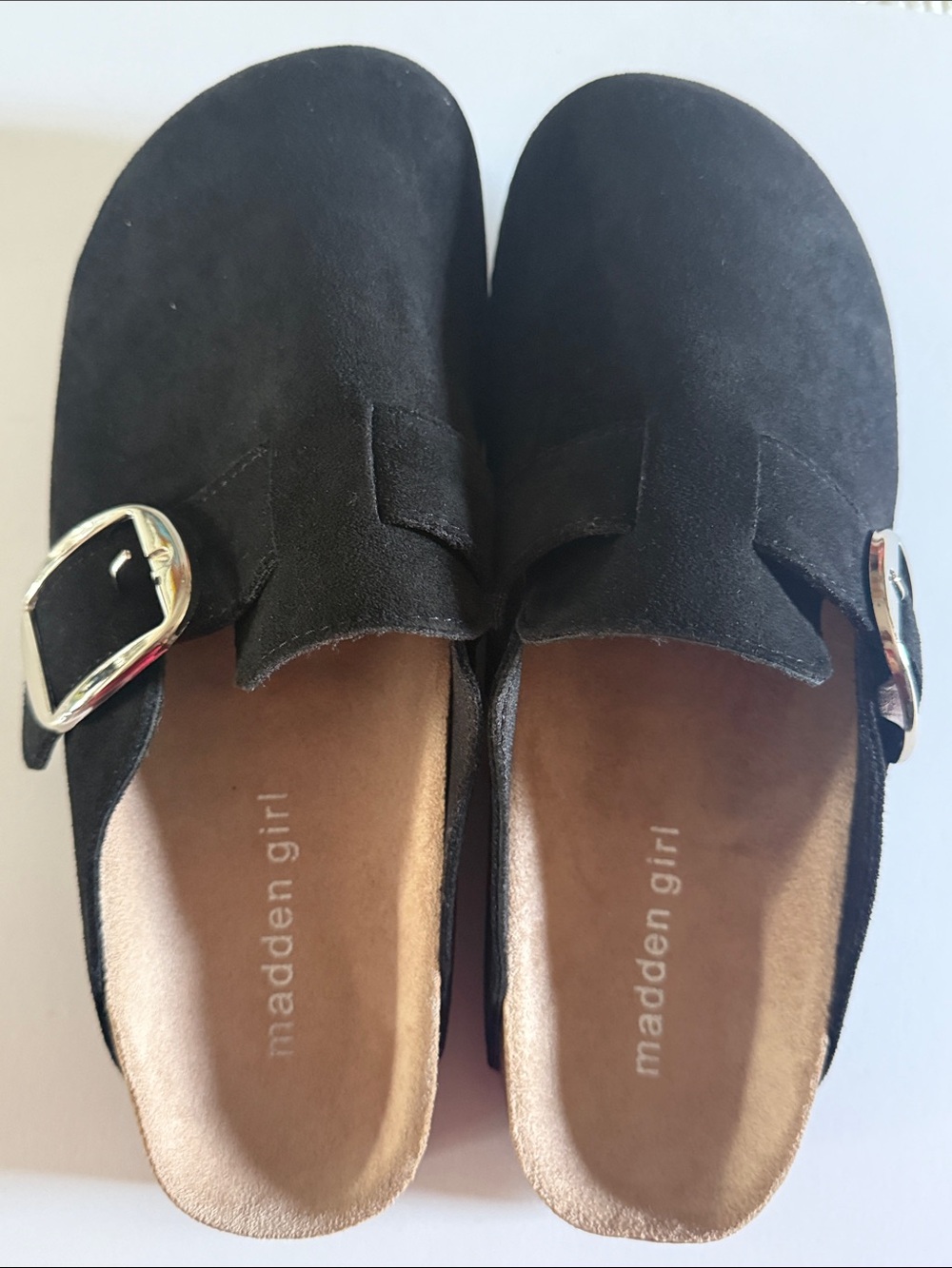 Madden Girl Black Suede Slip-On Buckle Clog - Picture 4 of 5